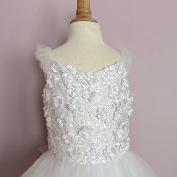 Girls Mini Bride; First Communion Dress, White Floral; 2 avlbl (TWINS) - Picture 2 of 7